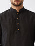 Vastramay Men's Black And Maroon Silk Blend Kurta And Dhoti Set